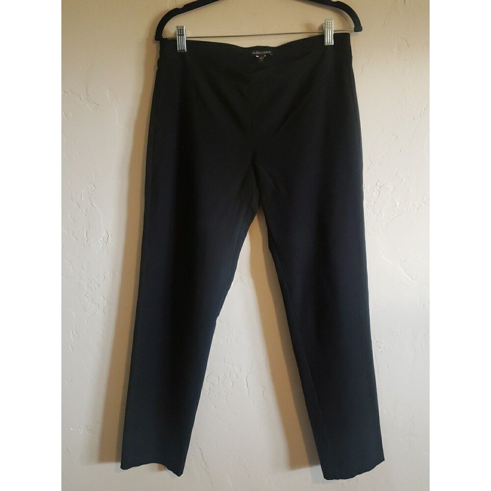 Eileen Fisher Pants Women's Black Pull-On Straight Leg Minimalist Comfy Trouser